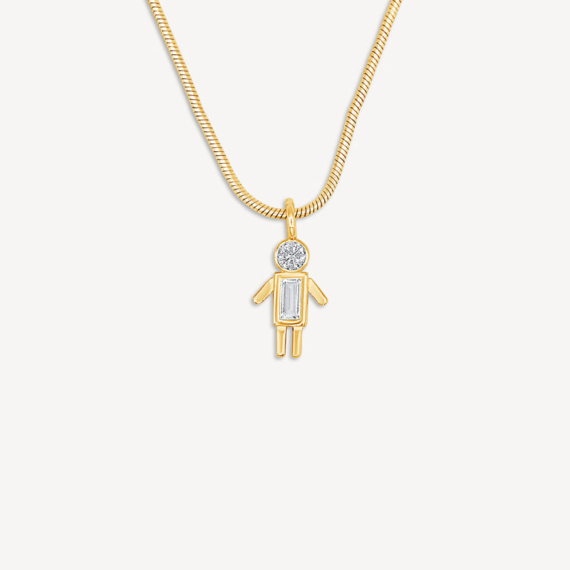 Gold Presidents Initial Necklace Yellow Gold / Boy Mini My Kid Necklace