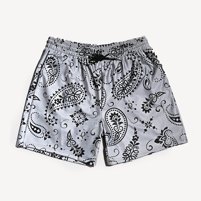 Gold Presidents Shorts S / Gray / Reflective White Mens Paisley Reflective Swim Wear
