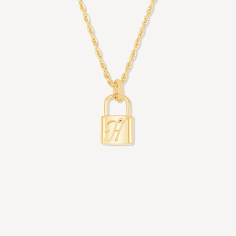 10K Gold Initial Lock Necklace