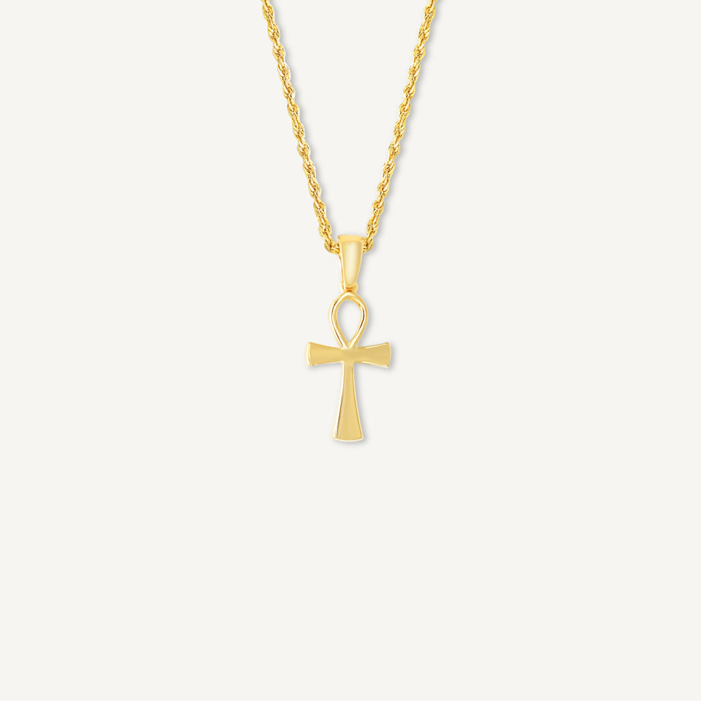 10K Gold Ankh Cross Pendant