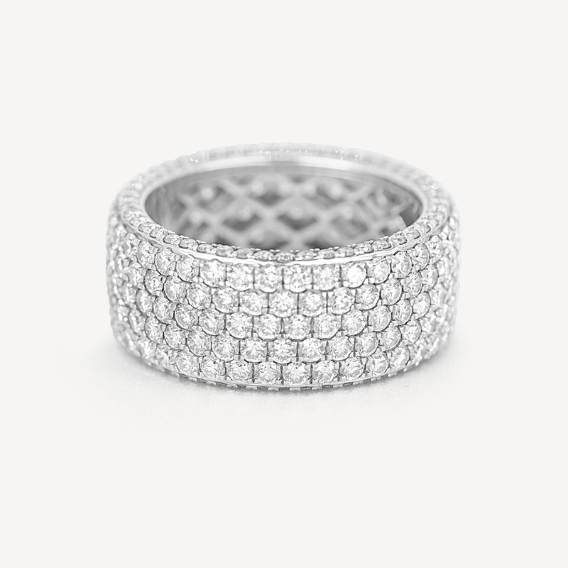 Gold Presidents 10K Gold and Diamond Ring 10k White Gold / 5 5 Row Diamond Eternity Ring