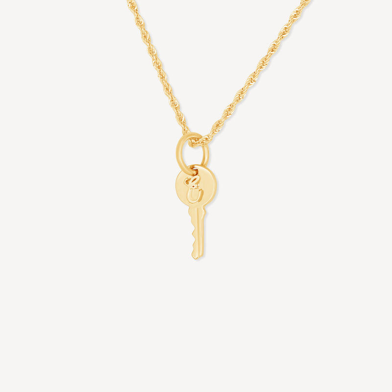 Gold Presidents 10K Gold Pendant 10k Yellow Gold / 18" Gold 1.5mm Rope Chain 10K Gold Initial Key Necklace