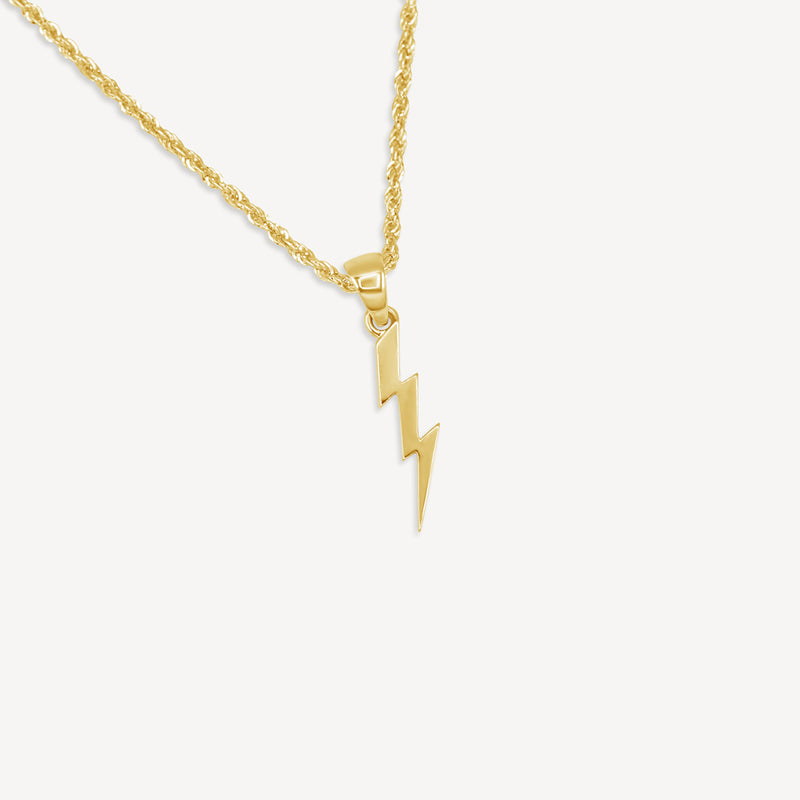 Gold Presidents 10K Gold Pendant 10k Yellow Gold / 18" Gold 1.5mm Rope Chain 10k Gold Lightning Bolt Pendant