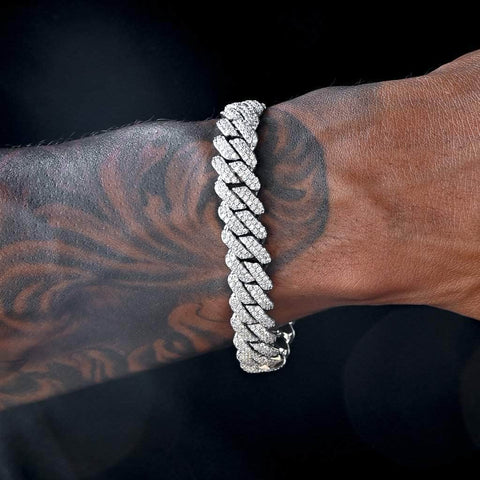 Brazalete de eslabones cubanos con puntas de diamantes (12 mm)