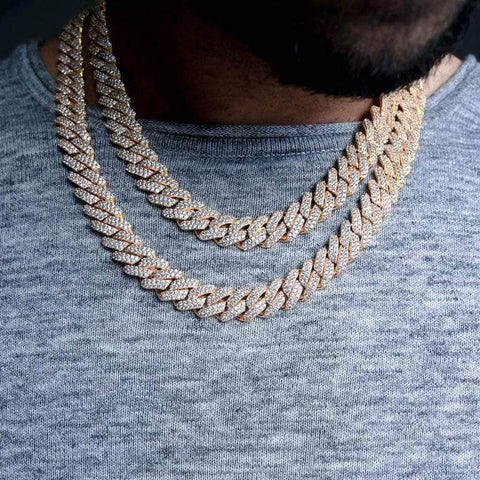 Diamond Prong Cuban Link Bundle (12mm) in Yellow Gold