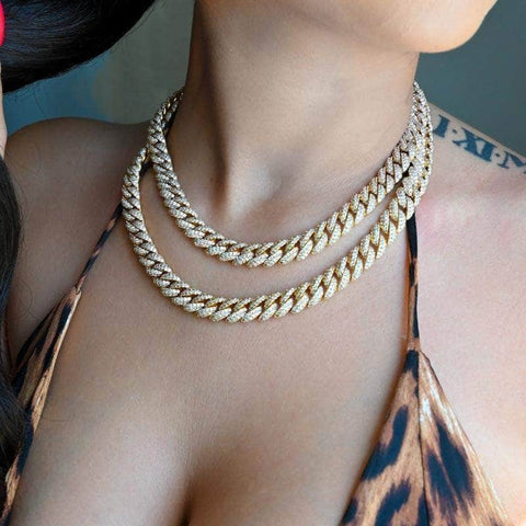 Womens Cuban Link Chain (10mm) in Yellow Gold