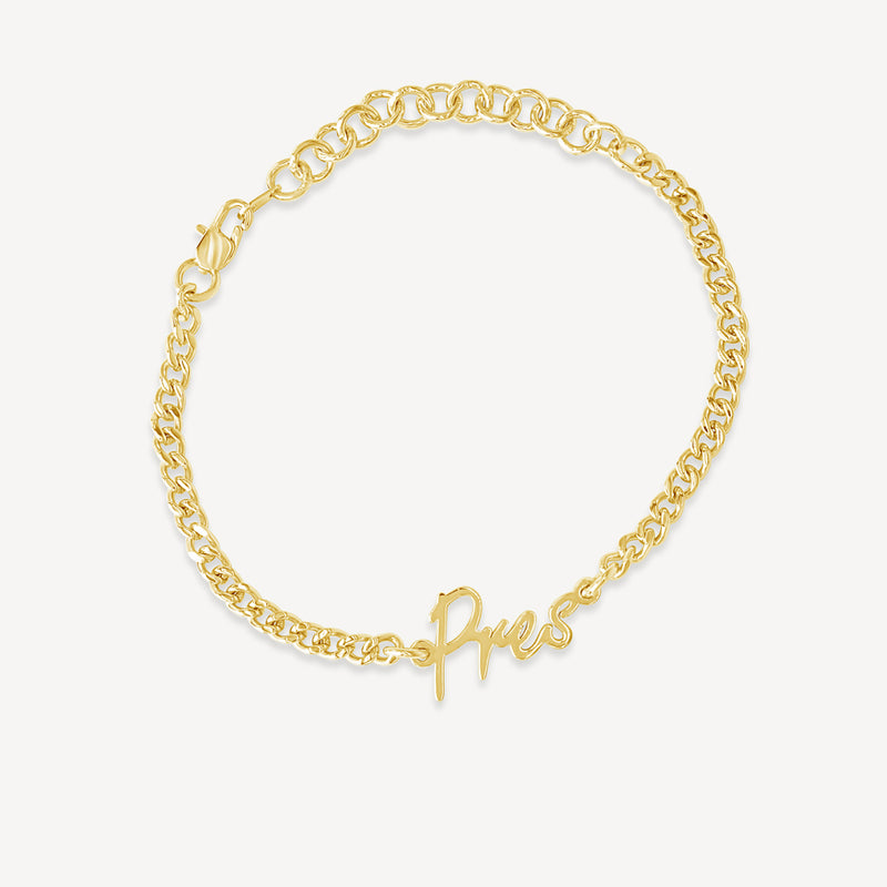Gold Presidents Custom Anklet 9-Letters / Yellow Gold Custom Cuban Link Name Anklet