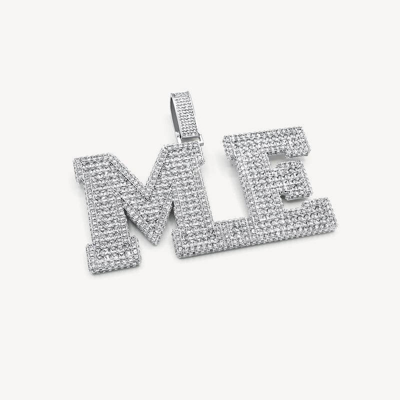 Gold Presidents Custom Name Necklace White Gold / 2.5" / Stones Custom Logo Pendant