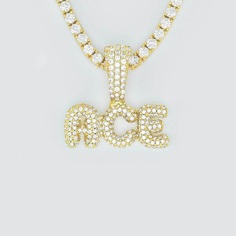 Gold Presidents Custom Name Necklace Yellow Gold / 18" Rope / 2-Letters Custom Bubble Letter Necklaces