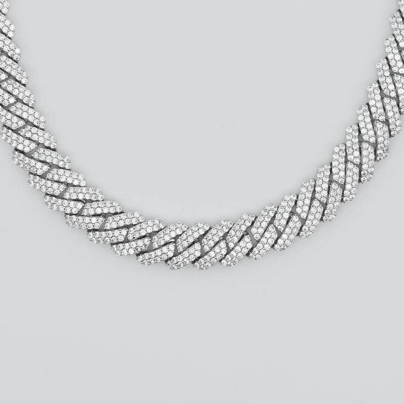 Gold Presidents Diamond Cuban Link Chain Diamond Prong Cuban Link Chain (19mm) in White Gold