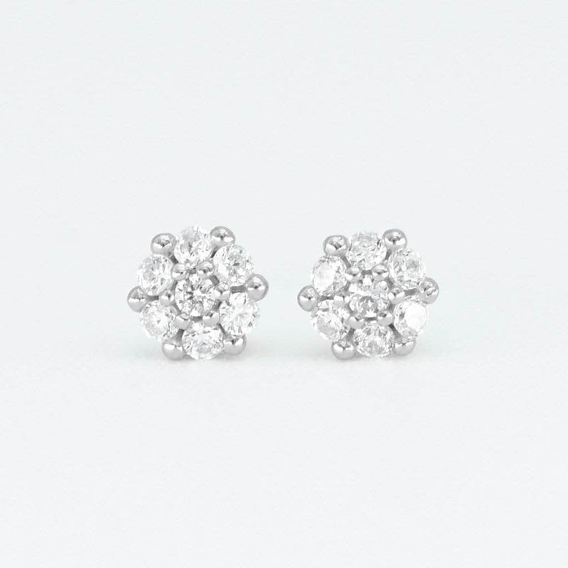 Gold Presidents Earrings Sterling Silver / .25ctw Round Flower Stud Earrings