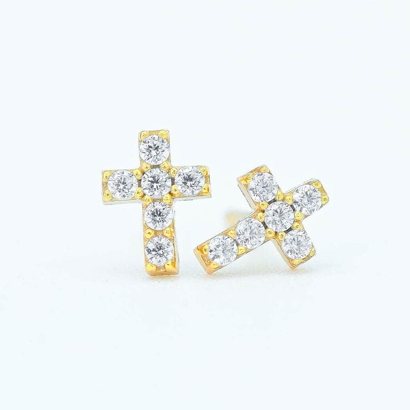 Gold Presidents Earrings Sterling Silver Gold Cross Stud Earrings