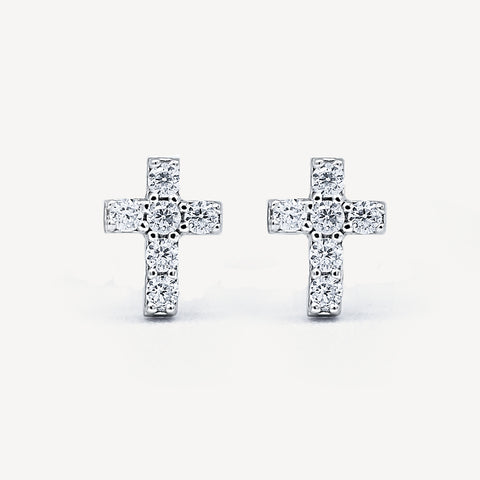 Silver Cross Stud Earrings