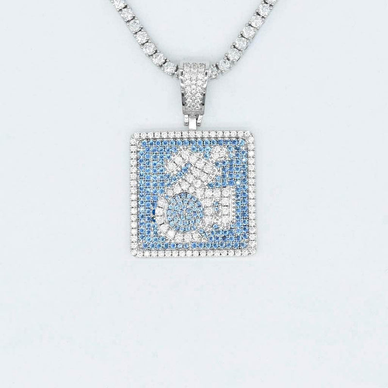 Gold Presidents Emoji Pendant Wheelchair Blue Iced Emoji Pendant