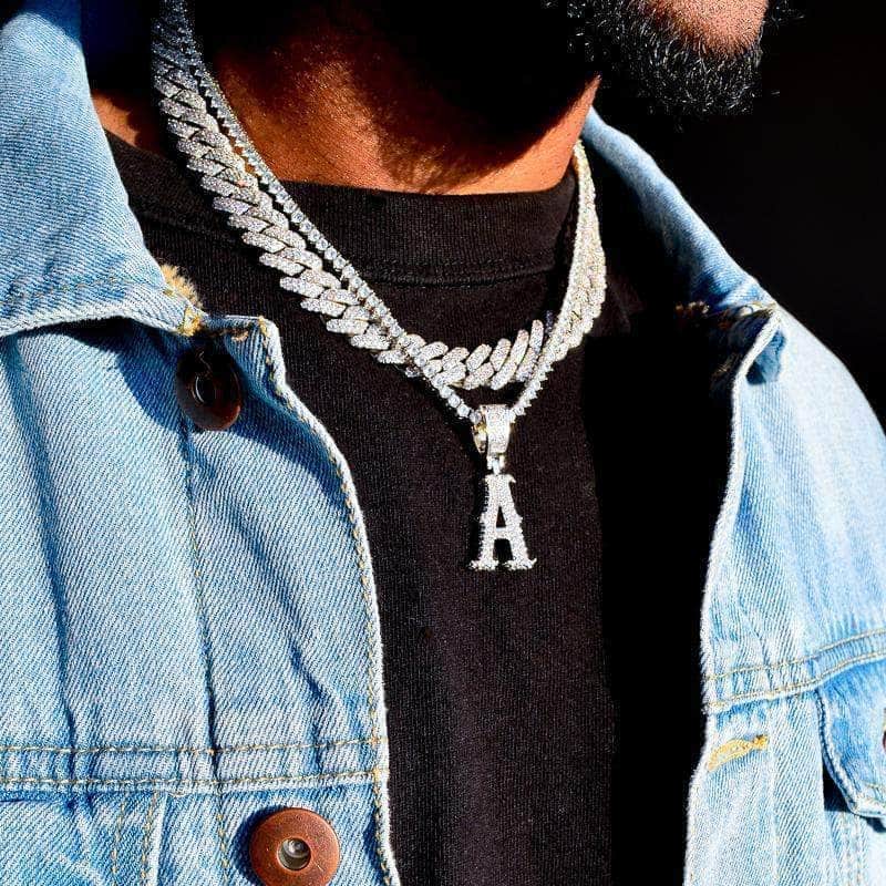 Gold Presidents Initial Necklace A / 2mm Rope Chain Western Font Single Letter Pendant