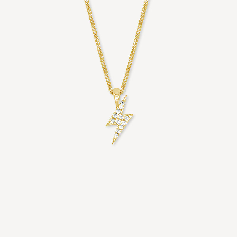 Gold Presidents Mini Diamond Pendant Sterling Silver / White Gold Lightning Bolt Pendant