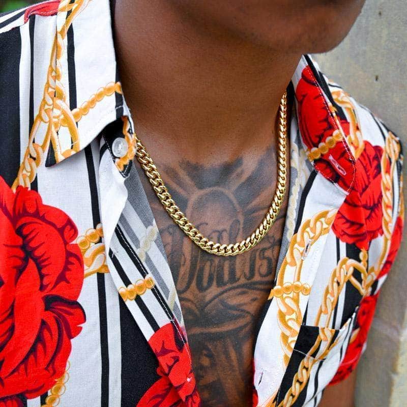 Gold Presidents Necklace 14k Gold Plated / 16 Gold Miami Cuban Link Chain (8mm) in Yellow Gold