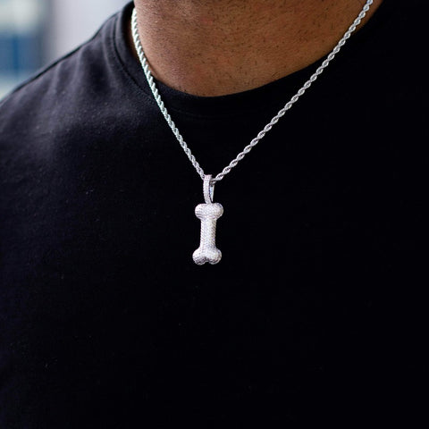 Colgante Hueso de Perro en Oro Blanco