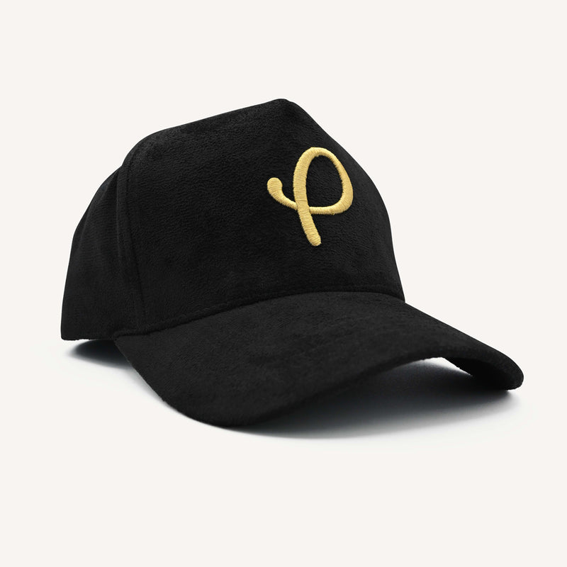 Gold Presidents Trucker Hat Classic Suede P Logo Hat Black