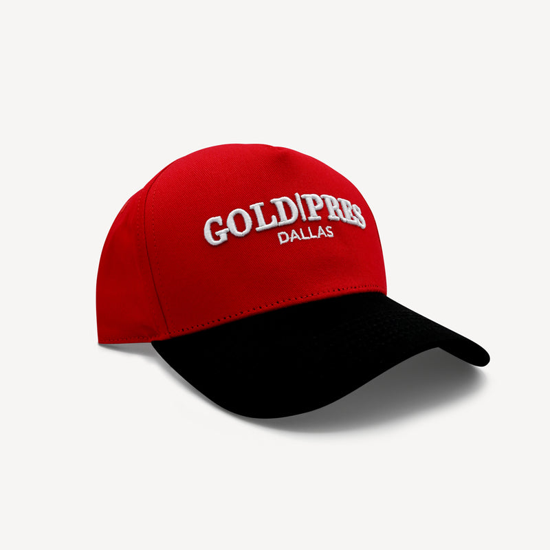 Gold Presidents Trucker Hat Gold Pres Dallas Classic Snapback Red/Black