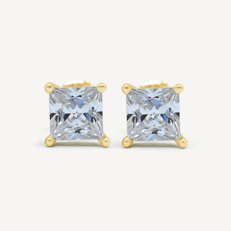 Boucles d'oreilles à tige en diamant taille princesse