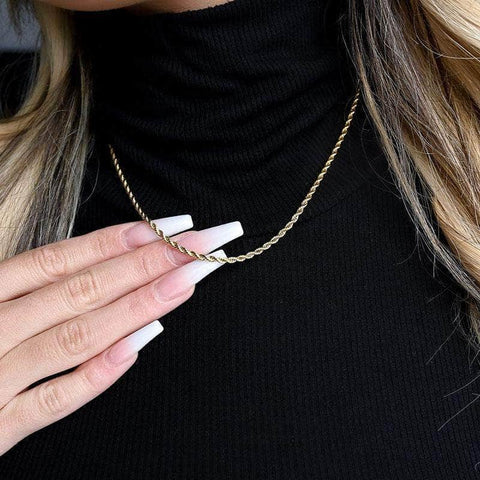 Chaîne corde dorée pour femme 2 mm