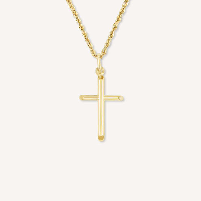10K Gold Tube Cross Necklace