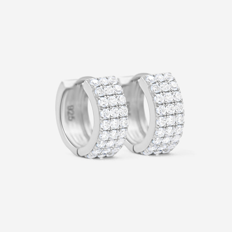 Boucles d'oreilles créoles en argent à 3 rangs