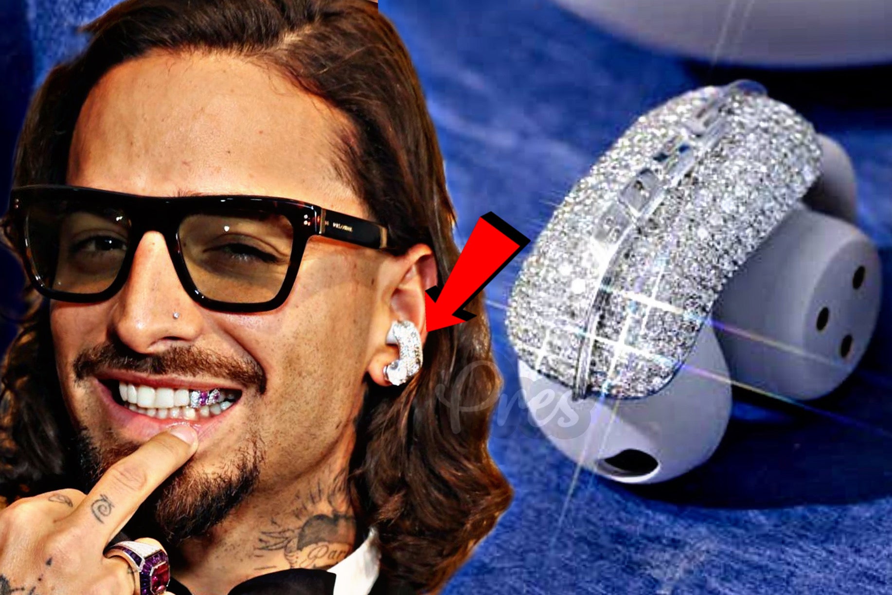 Maluma Rocks Exclusive $20,000 Diamond Headphones at the Grammy Awards
