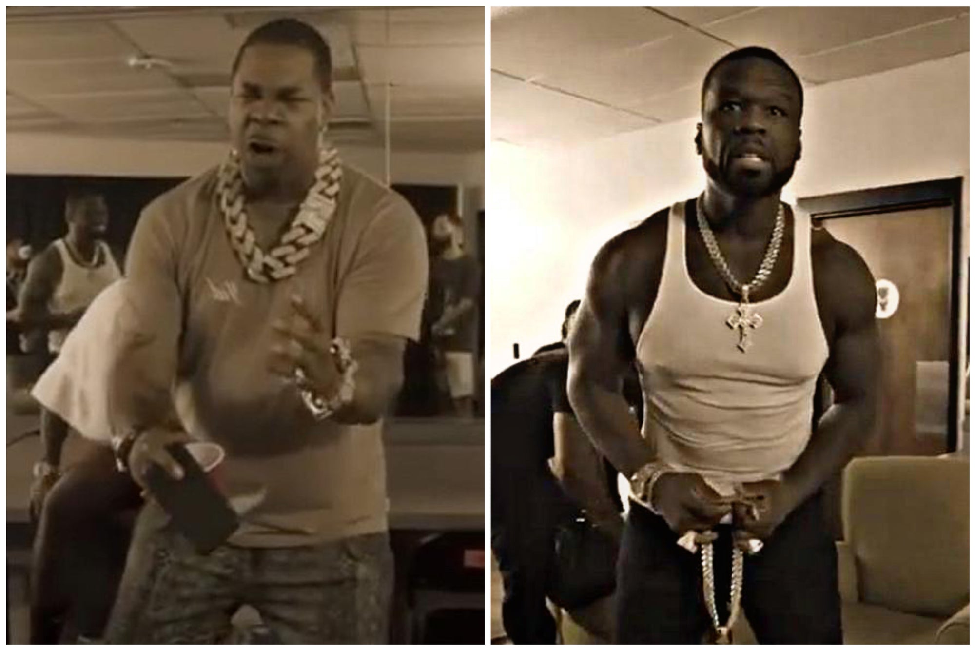 50 Cent Makes Fun of Busta Rhymes' Huge Chain | Gold Presidents