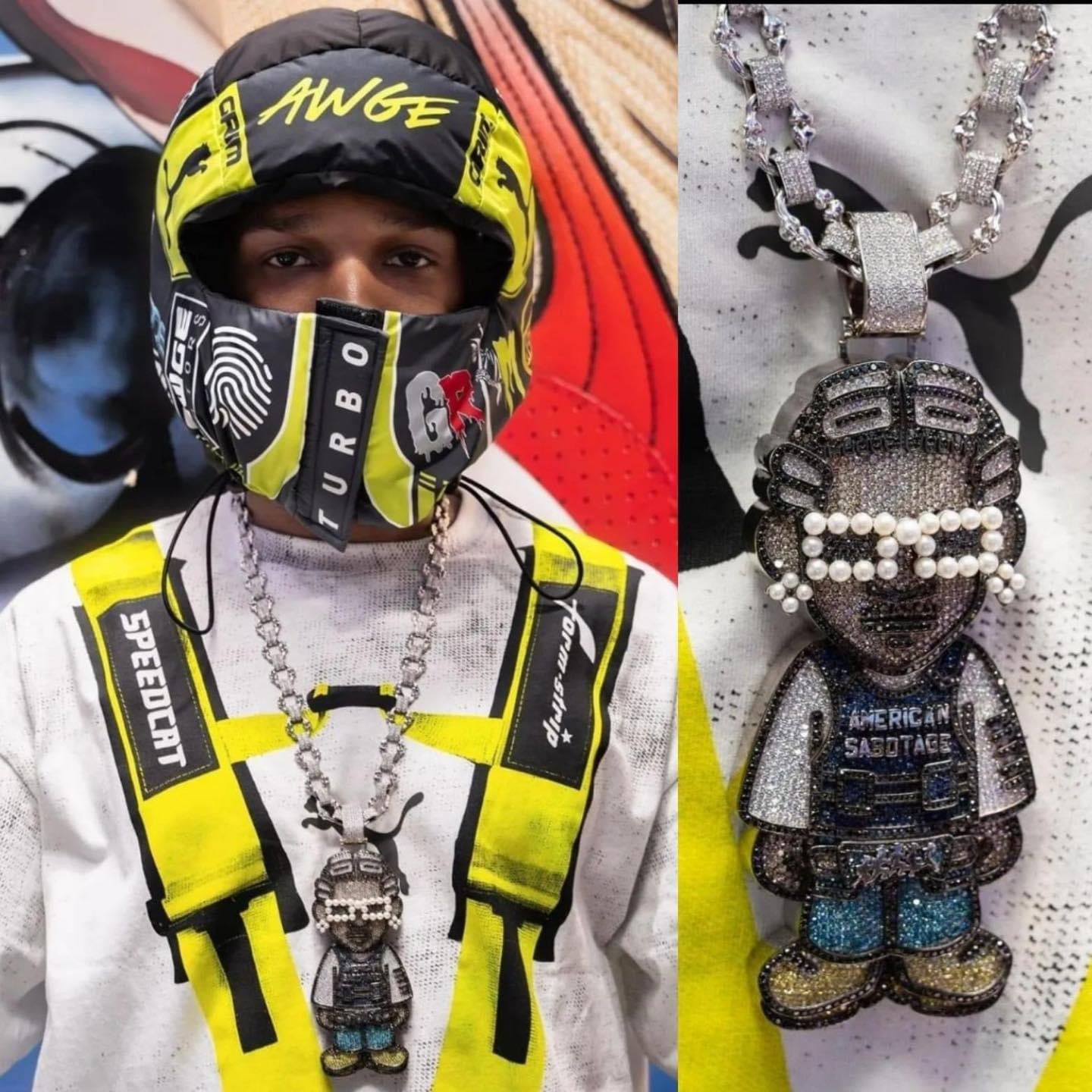 A$AP Rocky Flaunts BAPE-Inspired Chain Inspired by His Iconic Rolling Loud Outfit