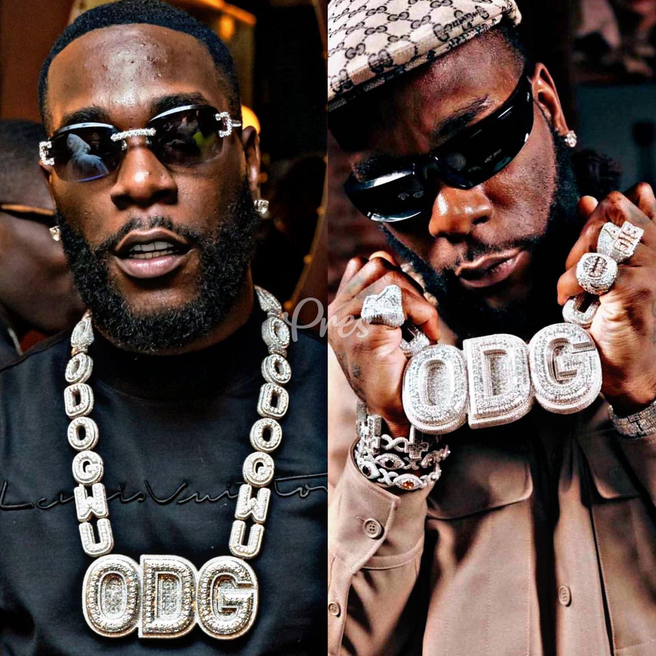 Burna Boy Unveils 1 Million 'ODG' Diamond Chain, the Most Expensive P