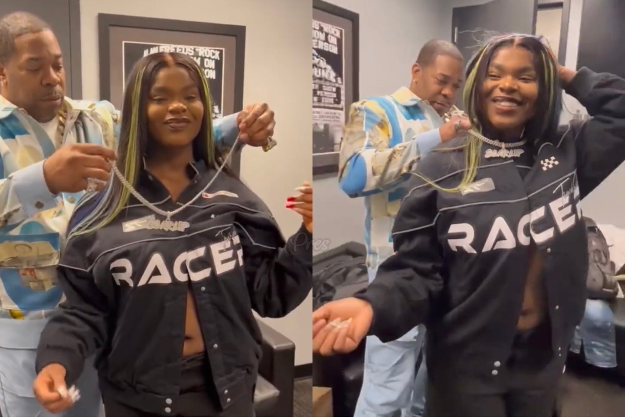 Busta Rhymes Surprises Scar Lip with Her First Diamond Chain