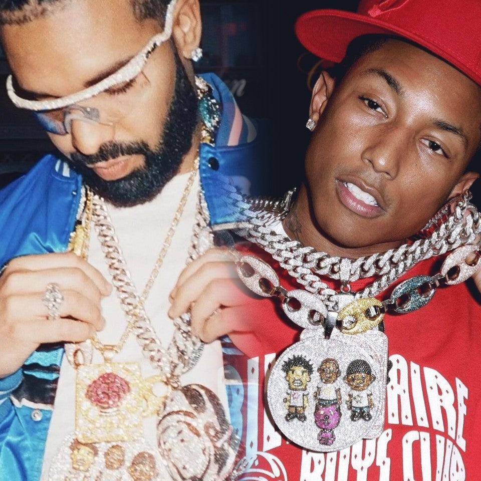 Drake Numbers Chain Pharrell Unbothered by Drake's Claim of Melting His Old Jewelry After ...