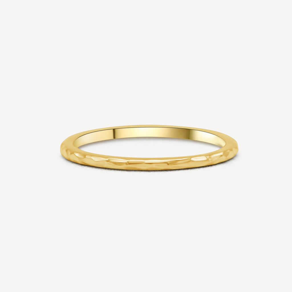 10k Gold Hammered Engagement Ring