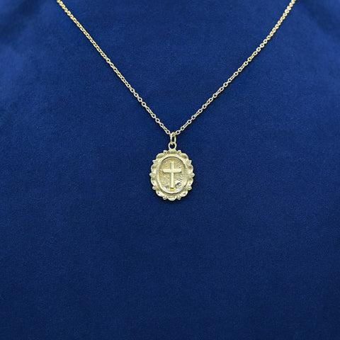 Real 925 Silver Gold Four 4 Way Catholic Cross Pendant Men's Miraculous  Necklace