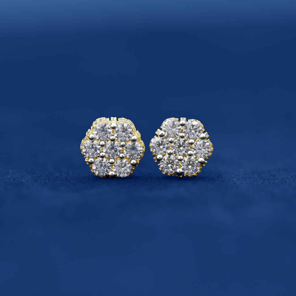 10k Gold Clustered Moissinite Earrings