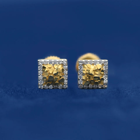 Square Gold Nugget Earrings