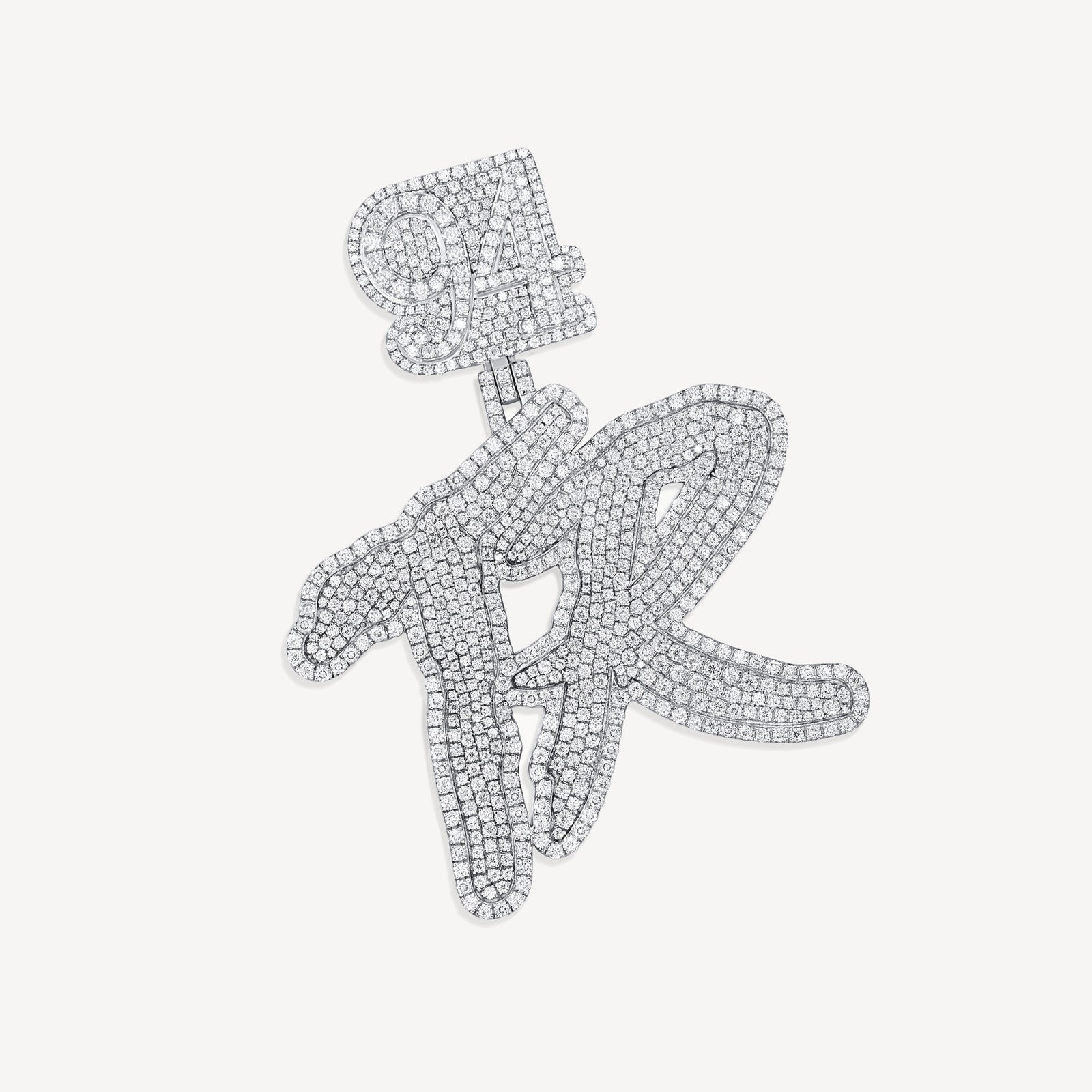 Gold Presidents Custom Name Necklace Yellow Gold / 7 Letters Custom Large Spray Font Name Necklace Moissinite