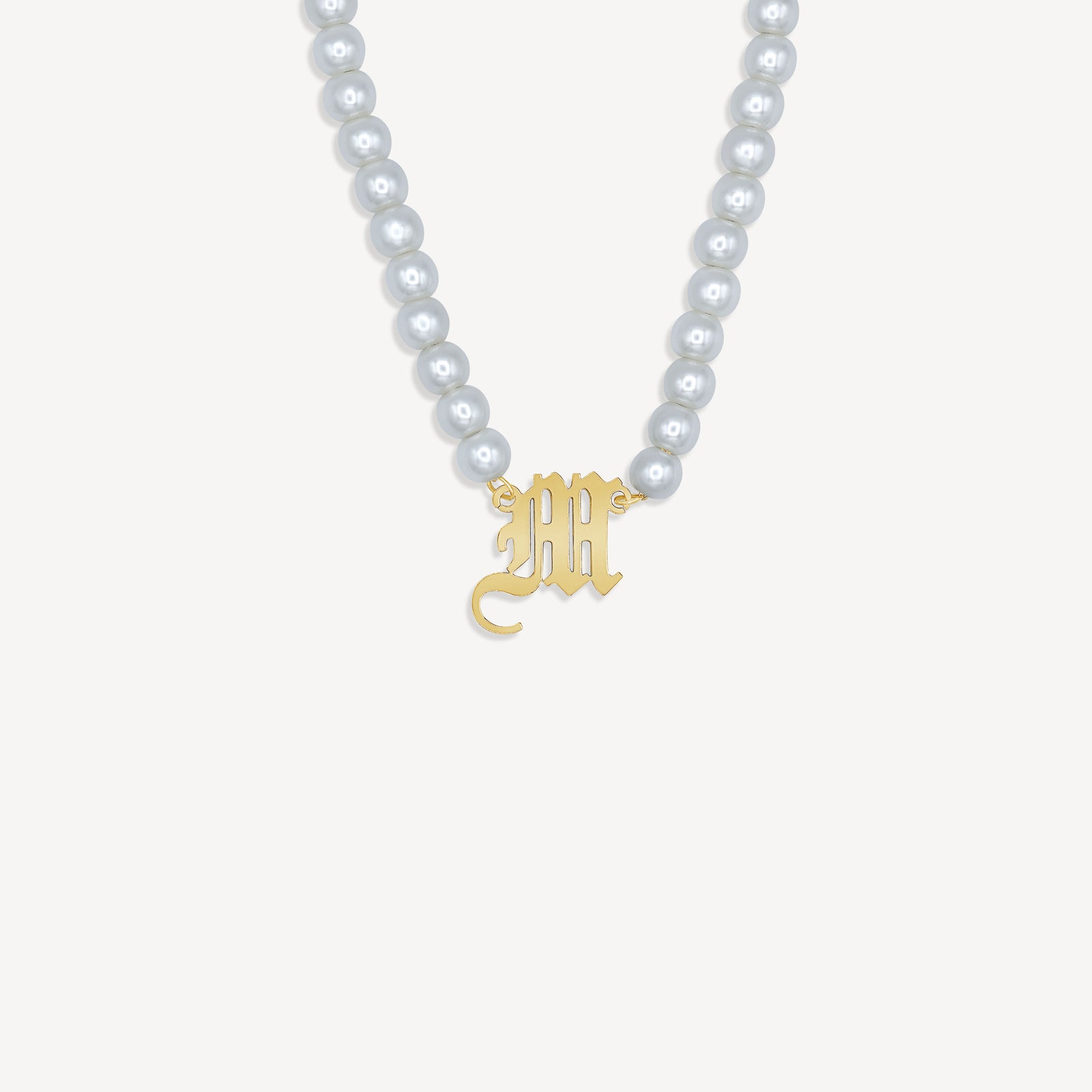 Gold Presidents Custom Name Necklace Yellow Gold / A Custom Pearl Initial Necklace