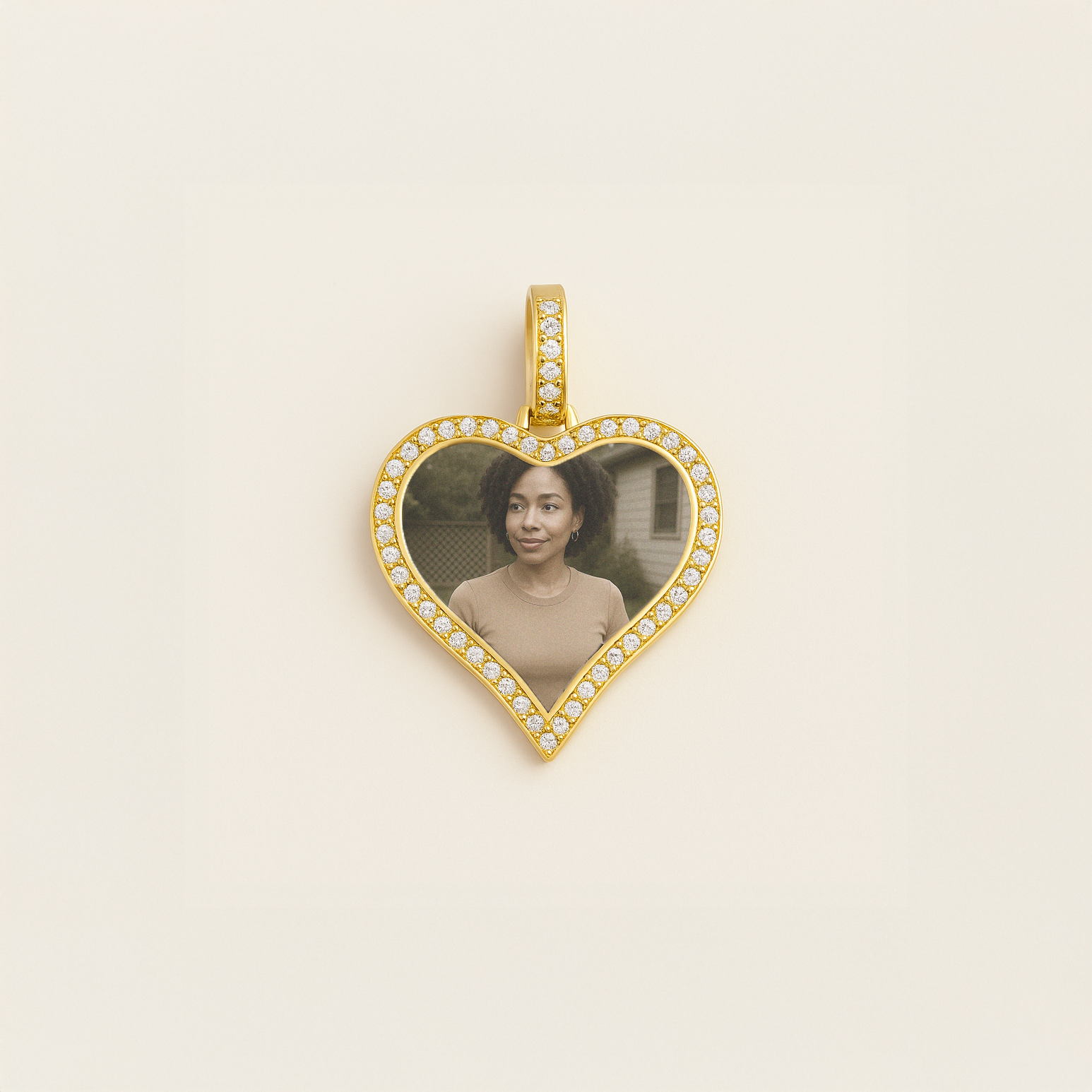 Gold Presidents Custom Picture Necklace White Gold / 18" Rope Chain - 2mm Custom Gold Heart Picture Pendant