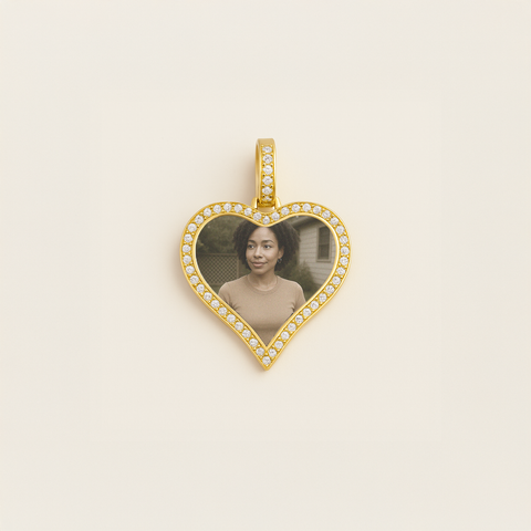 Custom Gold Heart Picture Pendant