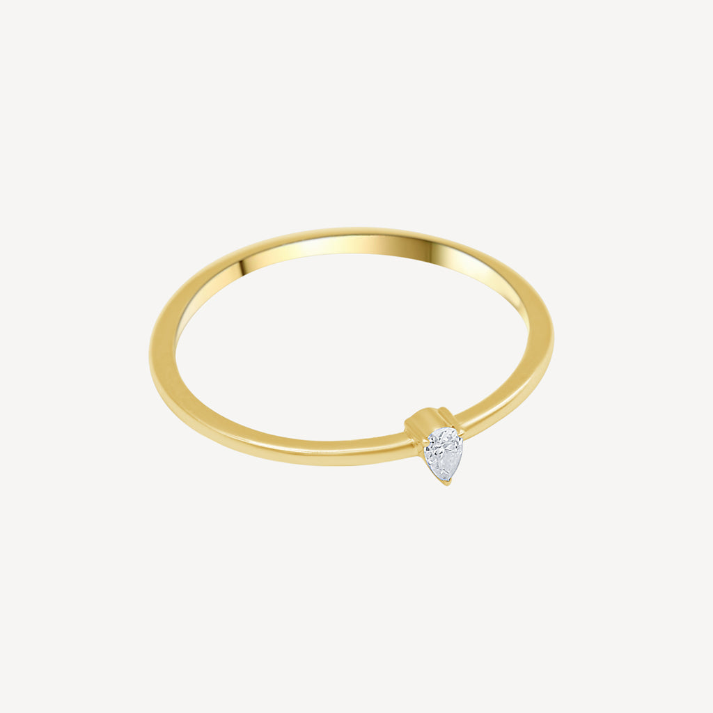 Gold Presidents Diamond Ring 10k Gold Single Band Pear Diamond Engagement Ring