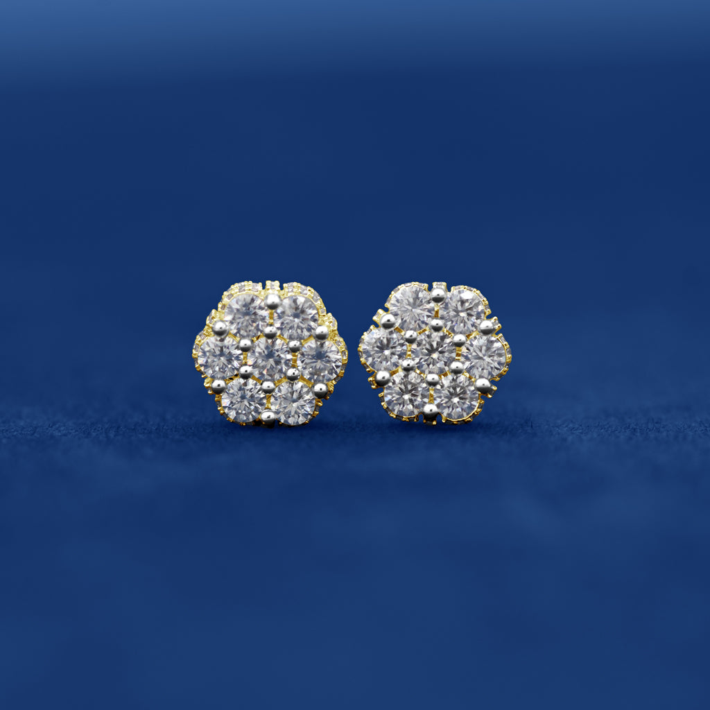 Gold Presidents Earrings Yellow Gold / Small 10k Gold Clustered Moissanite Earrings