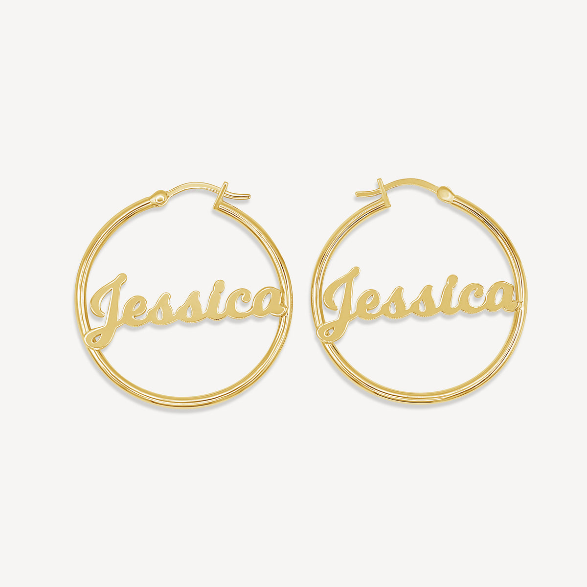Gold Presidents Earrings Yellow Gold Name Hoop Earrings
