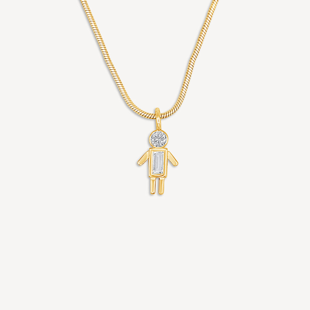 Gold Presidents Initial Necklace Yellow Gold / Boy Mini My Kid Necklace
