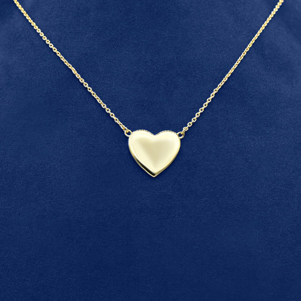 Gold Presidents Pendant Yellow Gold Small Full Gold Heart Necklace