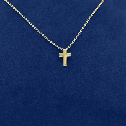 Gold cross pendant 14K - European cross necklace high polished