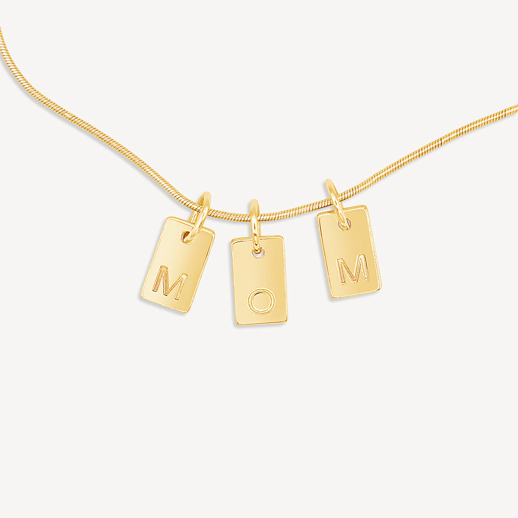 Small 10K Gold Block Letter Monogram Necklace