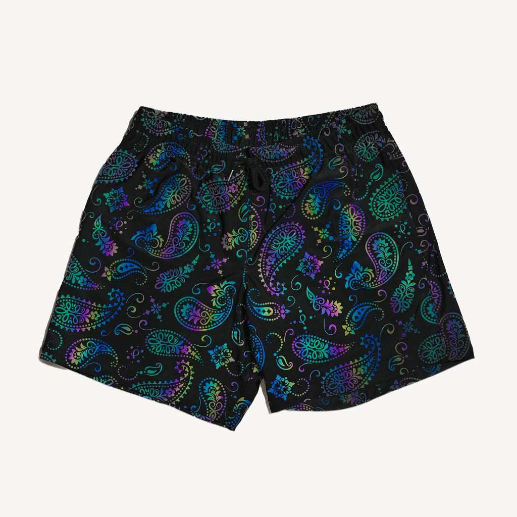 Mens Paisley Reflective Shorts | Gold Presidents